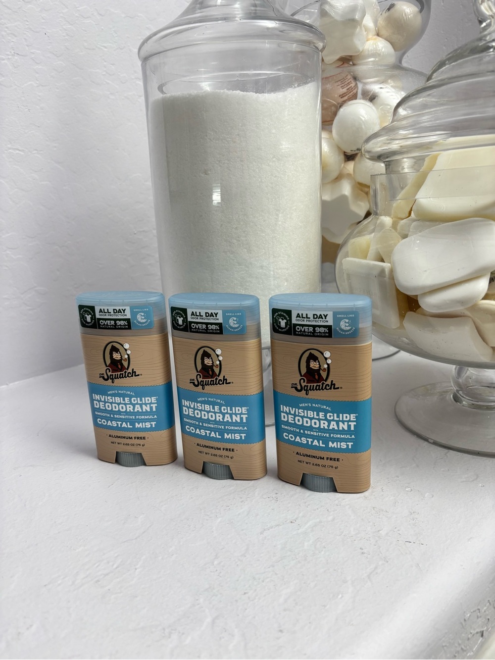 3 Dr. Squatch Men's Invisible Glide Deodorant - Coastal Mist NIP